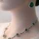 Bridal necklace set -Emerald green vintage inspired art deco Swarovski bridal set -Wedding jewelry -Bridal jewelry-Crystal necklace