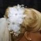Silk Flower Bridal Hair Comb, Pearl and Rhinestone Wedding Hair comb, Bohemian Headpiece, Organza Flower Hair Comb, White Flower Fascinator