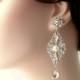 Bridal earrings-Vintage inspired art deco earrings-Swarovski crystal rhinestone earrings-Antique silver earrings-Vintage wedding