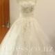 Classical Full A-line Floral Lace Top Tea Length Wedding Dress