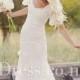 Ivory Lace Flutter Sleeve Scalloped Spring Wedding Dress