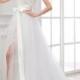 Two Pieces Scalloped Strapless High-low Flare-flowing Princess Bridal Dress