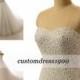 100% Handmade Crystal Beading Tulle Vintage A-Line Bridal Gowns Sweep Train Sweetheart Ivory Wedding Dress