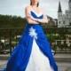 Blue Wedding Dress with White and Lace, Custom Made in your size - Dasa Style