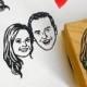 Self inking stamps / custom couple portrait / wood block / for stamp up personalized wedding cards save the date etc