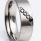 Men's Black Diamond Titanium Ring Titanium Wedding Band Brushed Polish Pipe Cut Engagement Ring Anniversary Ring 8mm