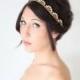 Bridal Headband, Gold Whimsical Romance, Rhinestone, Bridal Hair,Tiara, wedding accessory, bridal headpiece, Flapper - La Oiseau - -