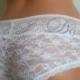 Bridal Panties: Ivory Lace Hipster w/ Something Blue - Bride Underwear - Off White Bridal Lingerie - Ivory Bridal Knickers