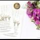 Glitter Look Bachelorette Party Invitations - DIY Printable File or Printed Invitations