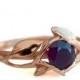 Leaves Engagement Ring - 18K Rose Gold and Sapphire engagement ring, engagement ring, leaf ring, filigree, antique, September Birthstone