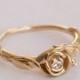 Rose Engagement Ring No.2 - 14K Gold and Diamond engagement ring, engagement ring, leaf ring, flower ring, art nouveau, vintage