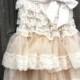 Rustic Flower Girl Dress -Lace Pettidress/Rustic Flower Girl/Country Flower Girl Dress Cream/Wheat Cream/Country Wedding-Vintage Weddin