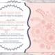 Surprise bridal shower invitations - coral and navy wedding shower invite - polkadots - DIY printable file (606)