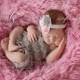 SET-Baby Girl Clothes-Newborn Clothing-Gray Lace Pettie Romper & Headband-Baby Headband-Flower Girl Dress-Baptism Dress-Wedding-Confirmation