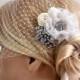 Birdcage Veil (Bandeau style) set with hair  Fascinator (2 Items) , Hair Accessory,wedding veil, Bridal hair piece ,