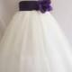 Flower Girl Dresses - IVORY with Purple (FD0RB2) - Wedding Easter Junior Bridesmaid - For Baby Infant Children Toddler Kids Teen Girls