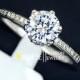 Engagement Ring 1.25 Carat Round Cut Cubic Zirconia Side Micro Pave White Gold Diamond Bridal Ring Wedding Ring Gift, AJR0121B