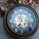Antique Bronze Mechanical Pocket Watch - Pocket Watch Chain - Glass Magnifying Cover - Steampunk Victorian Era - Groomsmen - Item MPW110
