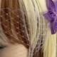 Purple Veil and 2 Hair Clips, Pastel Purple Wedding Veil, Purple Blusher Veil, Lilac Purple Birdcage Veil
