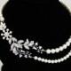 Bridal Pearl Necklace Vine Leaf Necklace, swarovski Rhinestone statement Necklace Wedding Jewelry NEVE