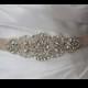 Crystal & Pearl Velvet Sash, Skinny Wedding Belt, Rhinestone Bridal Sash, 6" of Rhinestones, Custom Colors - MOULANT AMELIE