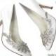 White Embellished Wedding Shoes with Vine Crystal Applique Beading,  Bella Belle DAWN Satin Bridal Pumps