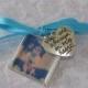 Something Blue Wedding Bouquet Photo Charm with silver charm- Memorial Photo Charm- PICTURE PRINTING INCLUDED