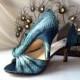 Design your own shoes , Peacock shoes, peacock feather , peacock Wedding , teal shoes, teal satin , Victorian shoes, painted shoes , Kayla