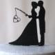 Custom Wedding Cake Topper - Hooked on Love with personalized Initials