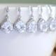 Crystal Bridal Earrings, Set of 5 Bridesmaid Earrings, LARGE Teardrop White Crystal Cubic Zirconia Earrings. Special Price.