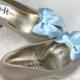 Blue Shoe Bows, Light Blue Bow Shoe Clips, Something Blue Wedding Accessories Shoes Clip, Blue Bow Clip Shoes
