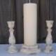 Shabby Chic Wood Wedding Unity Candle Holder Set - You Pick Color - Item 1308