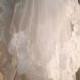 Two Tiers Layer Bridal Alencon Lace Wedding Veil,  Fingertip Length Veil with comb, Soft Tulle Blusher Veil
