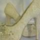 Twinkle Toes vintage lace wedding shoes 5 1/4 inch heel and peep toes... lots of sparkle