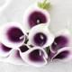 9 Purple Heart Natural Touch Calla Lily Stem or Bundle for Plum Silk Wedding Bouquets, Centerpieces, Decorations and more