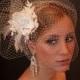 Fabulous BIRD CAGE VEIL , wedding hat, bridal hat. Amazing fascinator, hair flowers, lace, pearls, crystals, feathers.