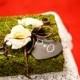 Rustic Moss Ring Bearer Pillow- Eco Friendly Materials You Customize with FREE Personalized  wood or chalkboard tag