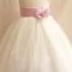 Flower Girl Dresses - IVORY with Pink Light (FD0FL) - Wedding Easter Junior Bridesmaid - For Children Toddler Kids Teen Girls