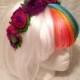 Ready to ship, purple, pink, green chiffon rose Flower halo or crown headband festival wear great for all occasions.