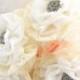 Bridesmaids Brooch Bouquet in Ivory, Cream and Coral with Chiffon, Lace and Tulle- Set of 4