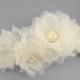 Silk Sash, Wedding Sash Belt, Flower Belt, Ivory Sash, Wedding Floral Sash Belt, Freshwater Pearls, Swarovski Crystal, Summer Spring Wedding