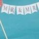 Cake banner, Coral wedding cake bunting,  "Mr & Mrs" Banner A286 - shabby chic wedding cake topper