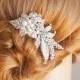 MAITE, Vintage Style Bridal Hair Accessories, Swarovski Crystal and Pearl Wedding Hair Comb, Flower Bouquet and Leaf Wedding Hairpiece
