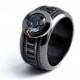 Black Engagement Ring, Unique Ring - Nautical Blue Aquamarin gemstone  -Steampunk Ring,  Unisex ring, Engraved Personalized Ring