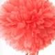 Coral wedding decoration - 1 tissue pompom flower ... birthday party decoration / baby mobile / nursery decor / baby shower / coral pink