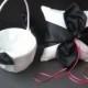 Knottie Style Flower Girl Basket and Ring Bearer Pillow Combo..You Choose The Colors..shown in white/black