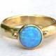 Handmade Engagement Ring ,Fine jewelry,Birthstone ring  wedding ring Blue Opals Gemstone ,statement, fine 9k gold ring