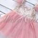 Flower Girl Dress, Pink Flower Girl Dress, Sparkle Dress Girls, Blush Flower Girl Dress,  Baby Girl Party Dress, Pink Sparkle Princess Dress