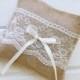 Burlap ring bearer pillow - wedding pillow - burlap and lace
