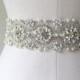 Elegant bridal beaded crystal & pearl sash.  Vintage style rhinestone wedding belt.  ELISA